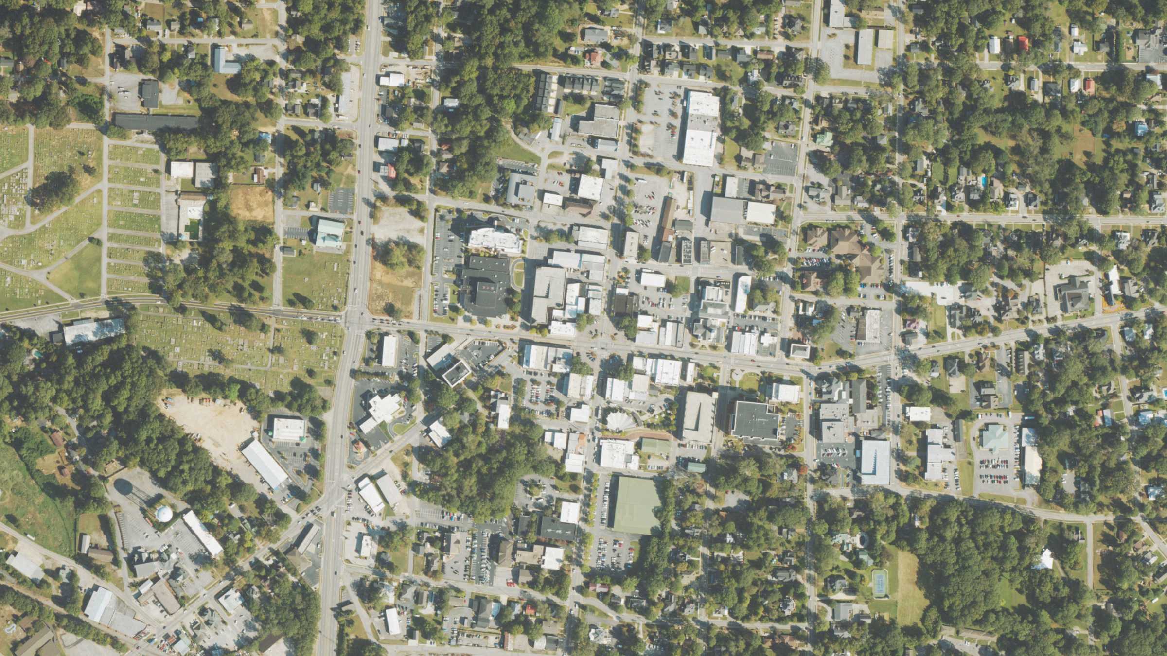 Aerial view of Adamson Square, Carrollton