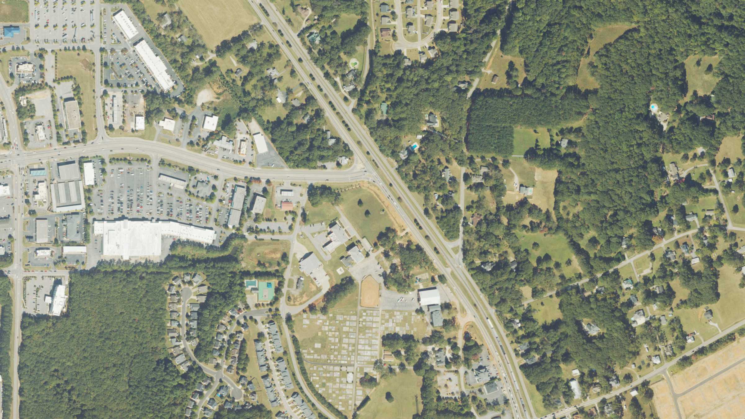 Aerial view of City Hall, Locust Grove