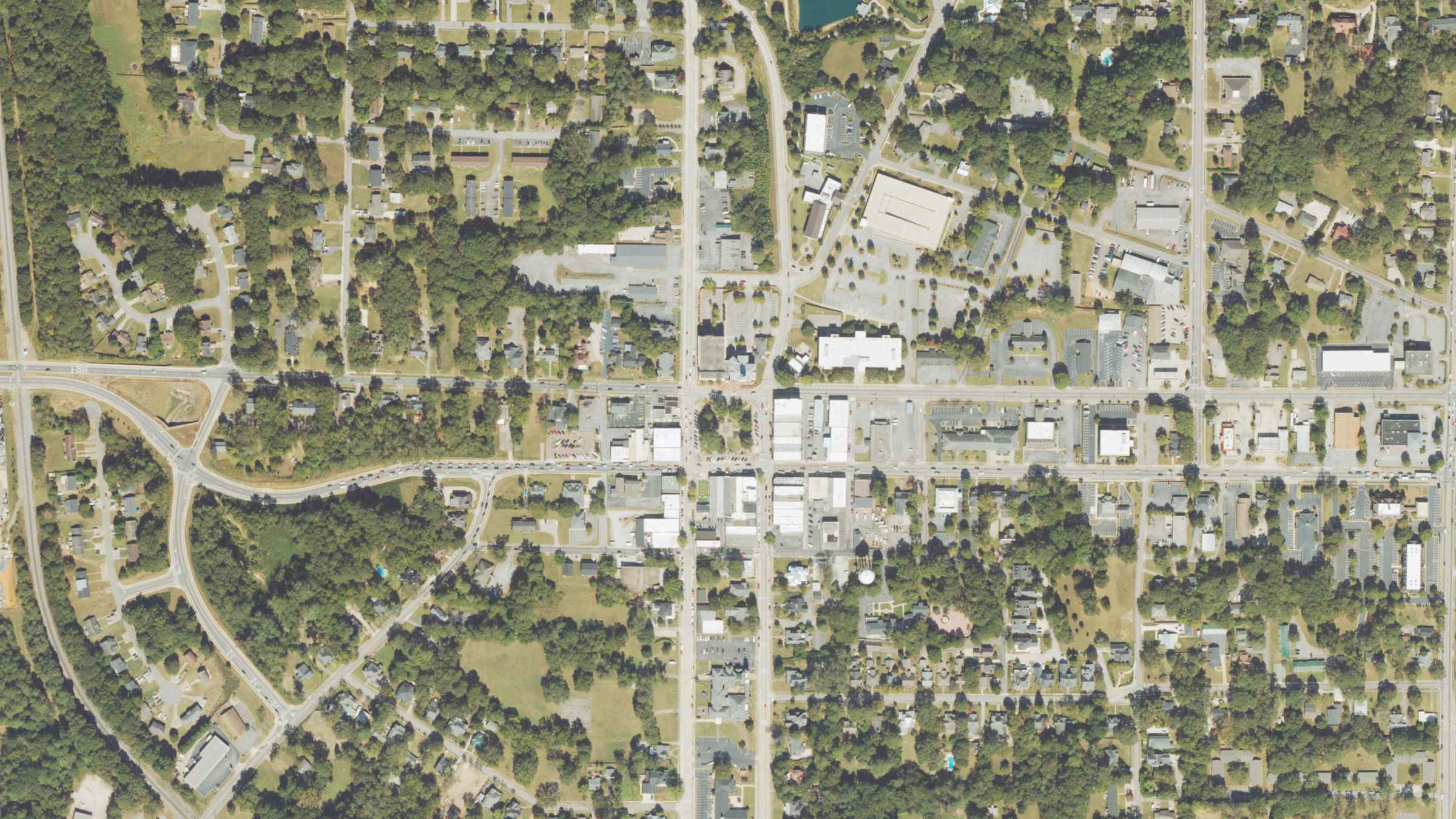 Aerial view of the Henry County Courthouse on the Square, McDonough